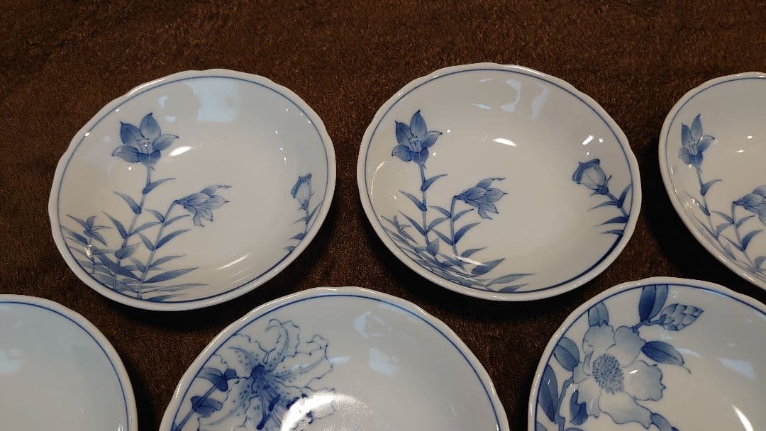 古伊万里　伊万里　染付　華の図　豆鉢　菓子鉢　４種　１０客