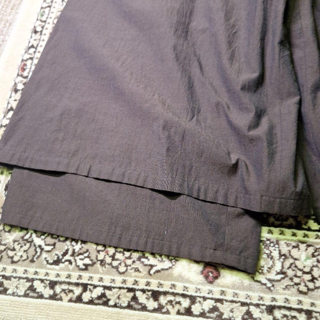 慈雨 センソユニコ 茶染ブラウン ワイドパンツ 段差二重裾 ガウチョ