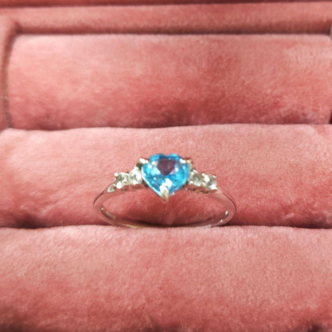 K10WGブルートパーズハート型リング 15.5号