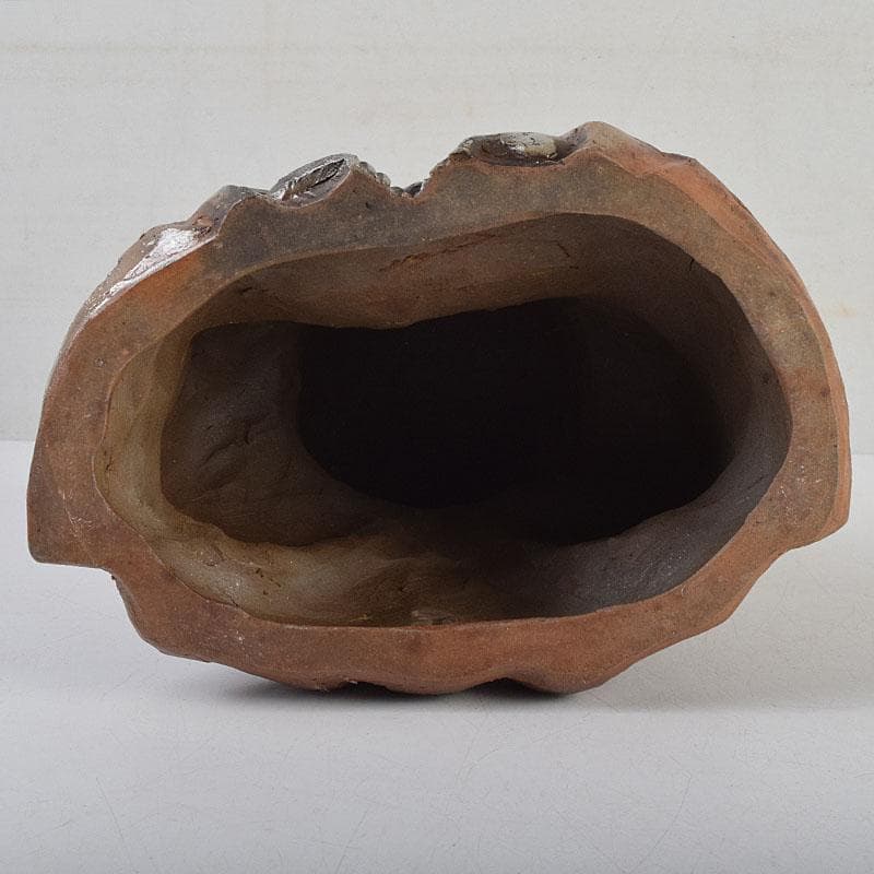 備前焼 福助 置物 縁起物 高さ約16.5㎝ 在銘 V 9094 美術品