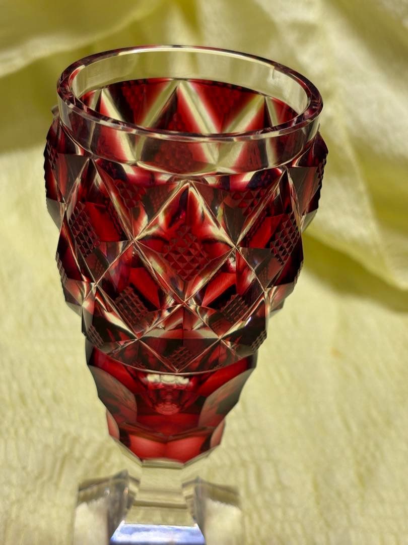 希少】薩摩切子脚付杯 復元島津 ✨ガハハ本舗お宝倉庫市