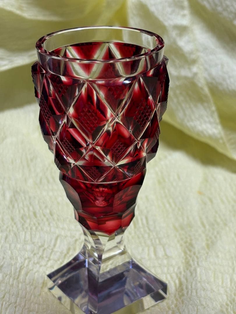 希少】薩摩切子脚付杯 復元島津 ✨ガハハ本舗お宝倉庫市