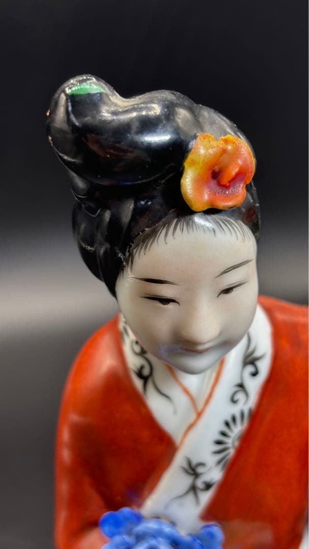 中国美術 古玩 色絵陶人形 陶器人形 高さ約26cm 置物 オブジェ 古董品