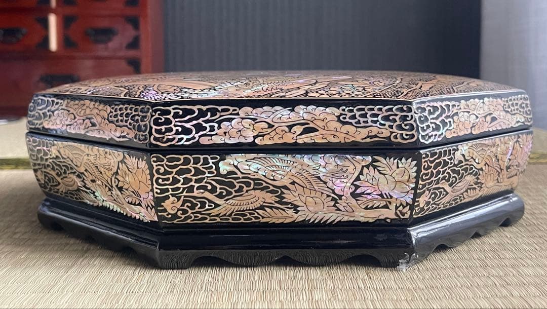 最終価格！　螺鈿　重箱　李在祥　韓国　貝細工　小物入れ　工芸品　漆器