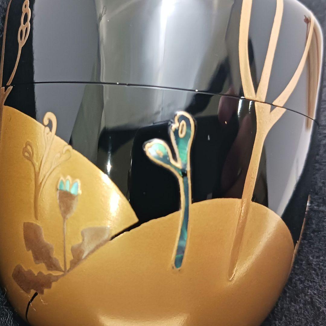 Y3031-5 茶道具 塗師 静峰作 金蒔絵 早蕨 棗 共箱 ち