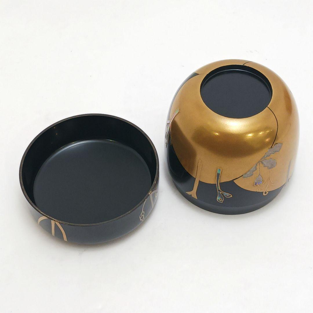 Y3031-5 茶道具 塗師 静峰作 金蒔絵 早蕨 棗 共箱 ち