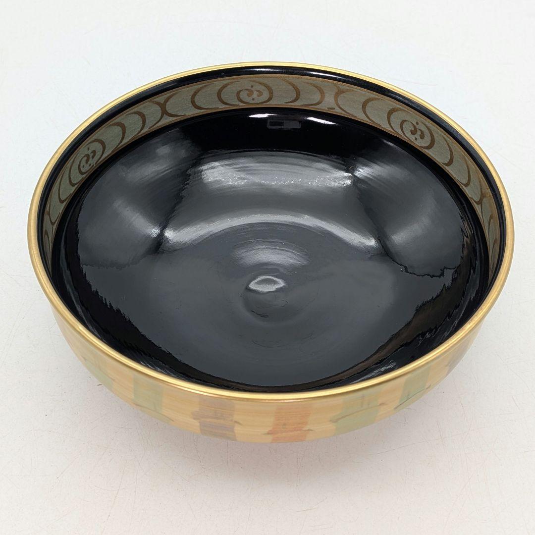 加藤清峰 京焼 黒地金彩茶盌 共箱合布栞 清水焼 抹茶碗 抹茶茶碗