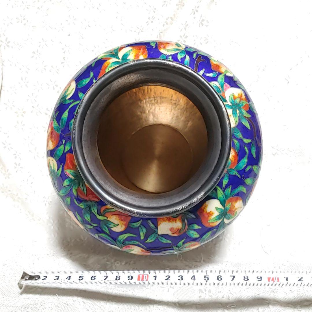 重さ1388g 純銀　シルバー98%　七宝焼　銀壺　ロッテホテル　花器