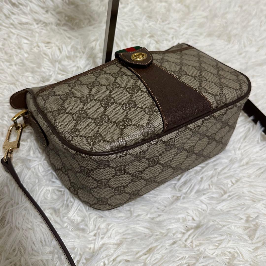 大容量 レア オールドグッチ GG 総柄 レザー ショルダーバッグ PVC ロゴ