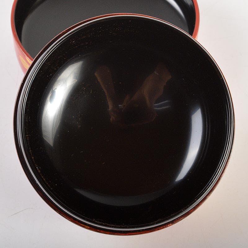 茶道具　朱塗　斎藤宗甫造　松蒔絵　棗　共箱　V　6192