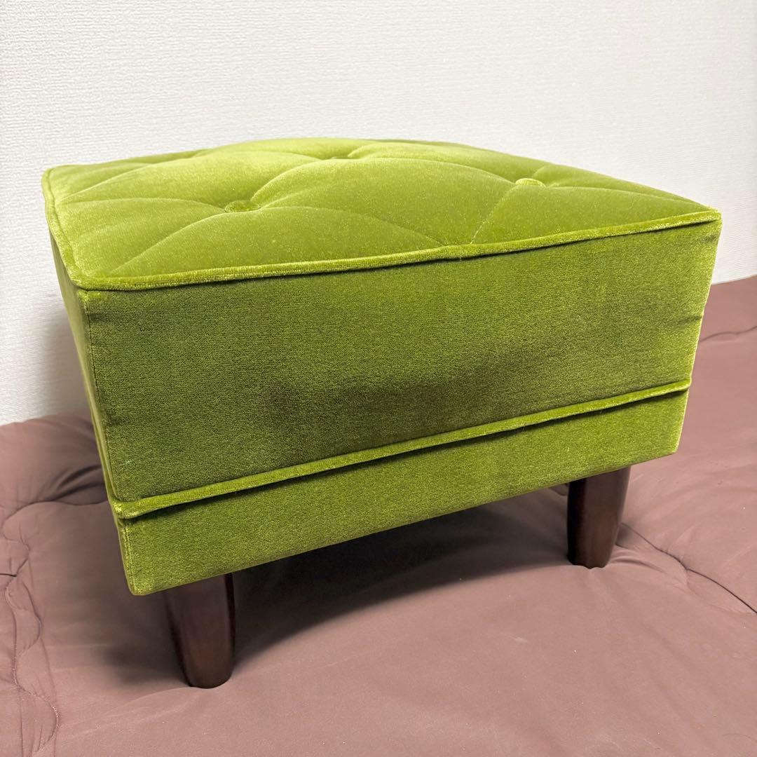 【美品】KARIMOKU60★カリモク★オットマン★モケットグリーン★