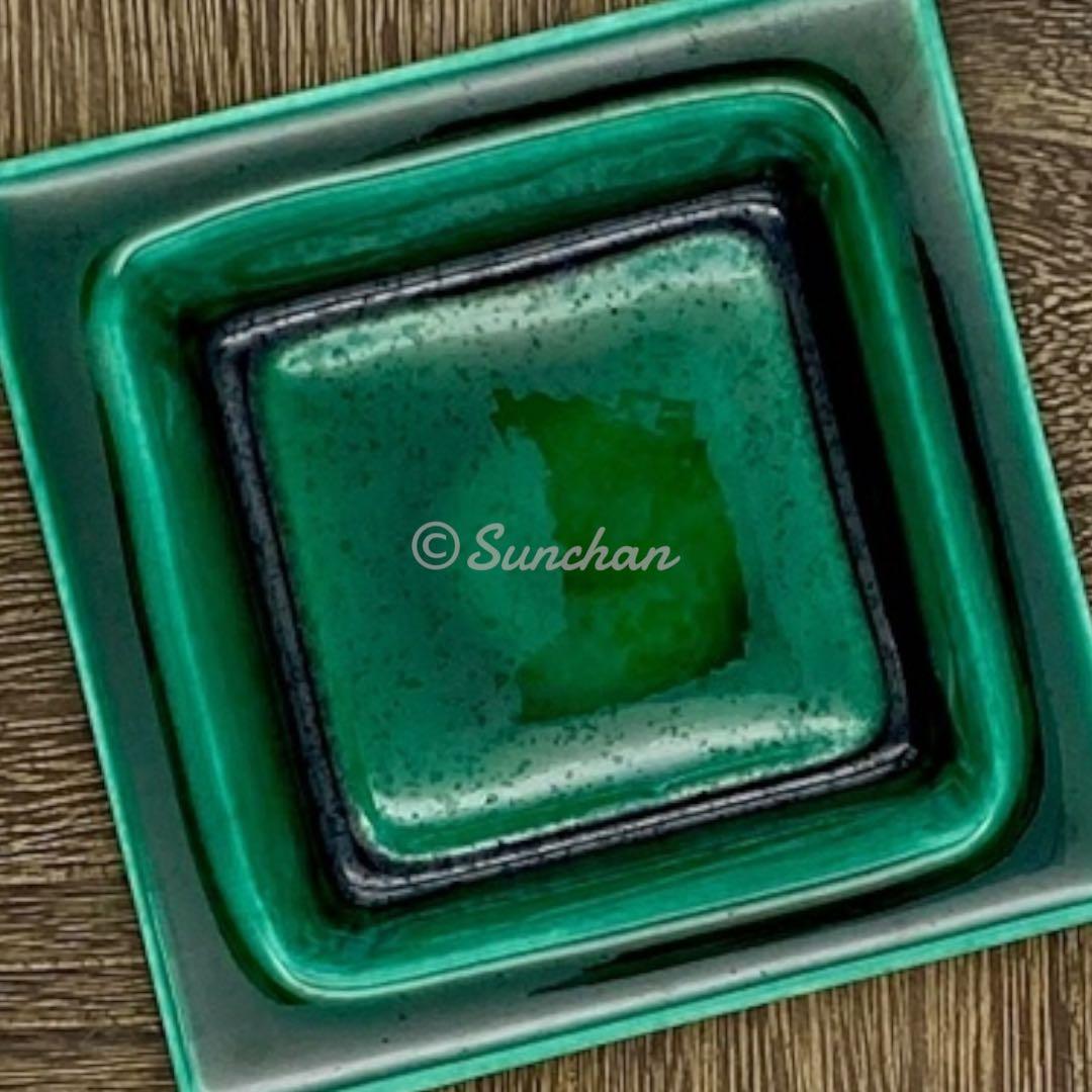 未使用品】 九谷焼 天然木工芸と九谷焼陶磁器の灰皿 古美術品 骨董