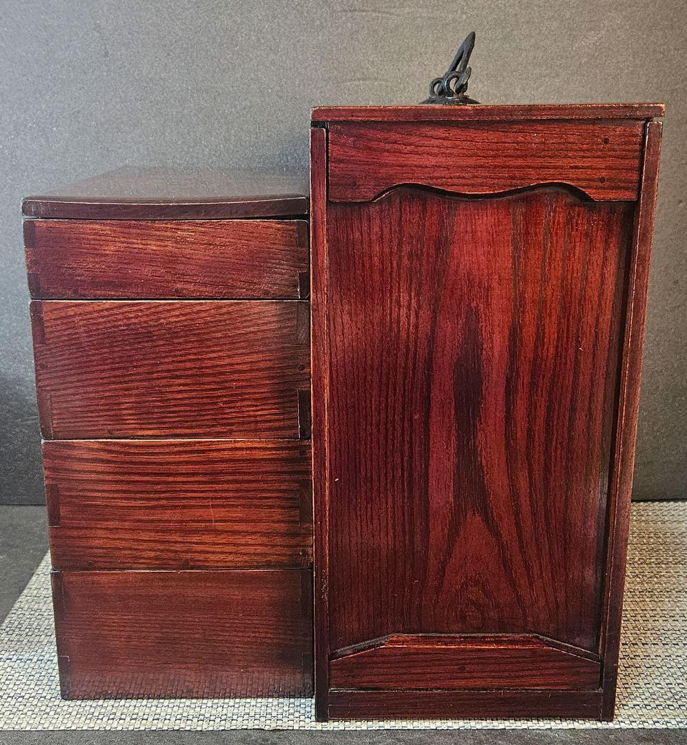 明治時代 木製 弁当箱 野点 野点弁当箱 鉄製手提げ 三段重ね 5箱仕立