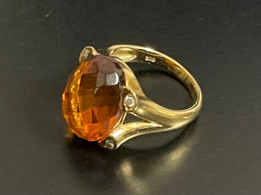 ひろ　K18 オレンジガーネット ダイヤ0.8ct リング 6.1g