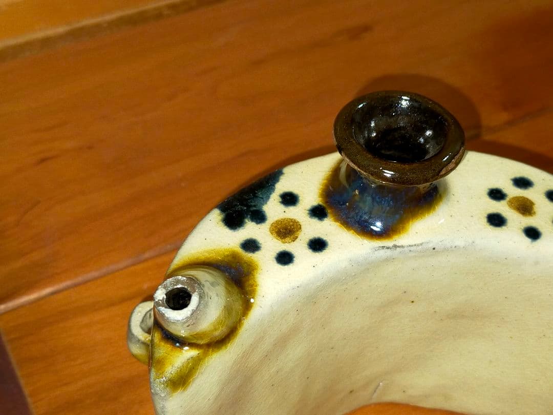 ♥やちむん 小橋川仁王 壷屋焼 抱瓶 共箱 沖縄 琉球焼 骨董 古玩