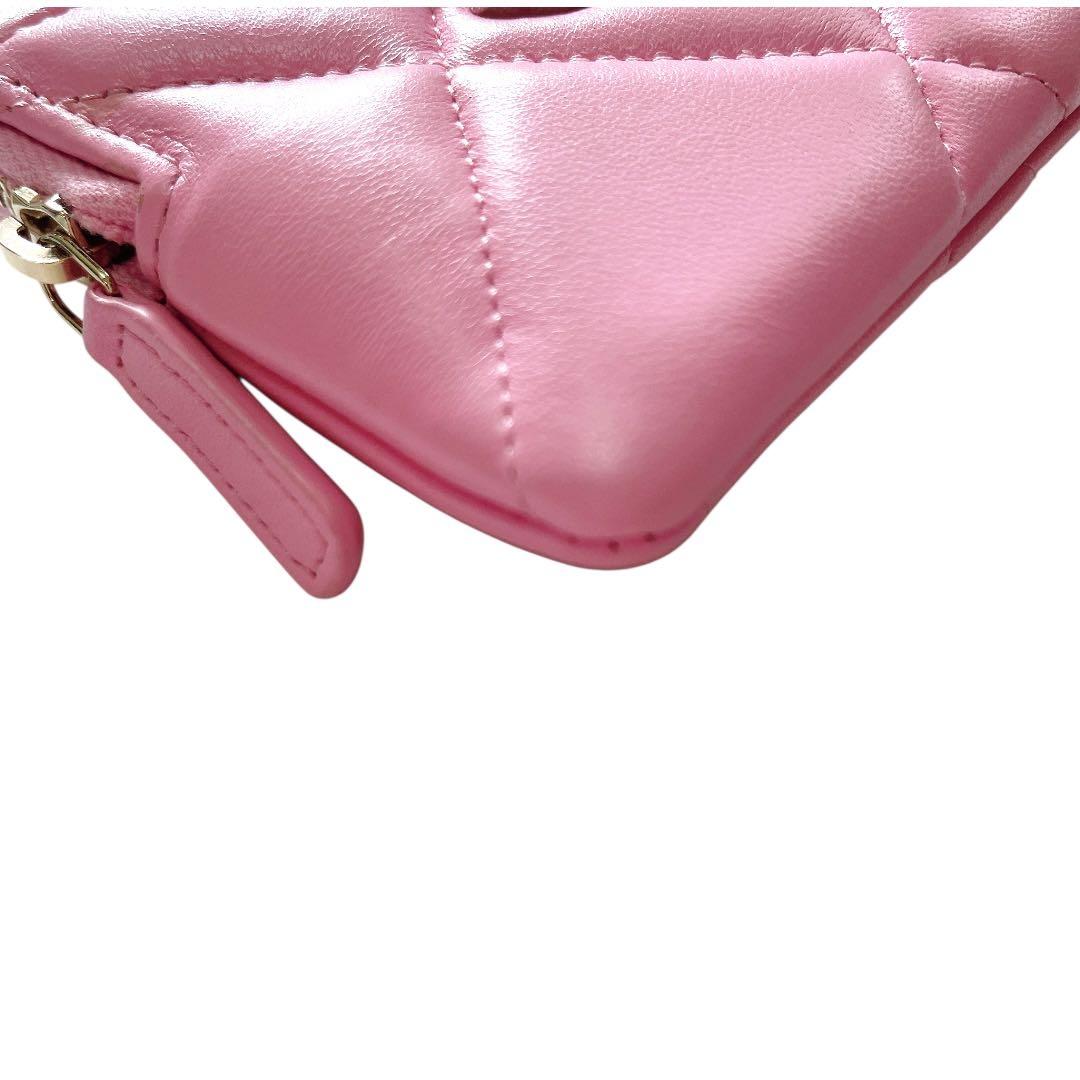 【未使用】CHANEL マトラッセ ピンク ラムスキン ケース ココマーク