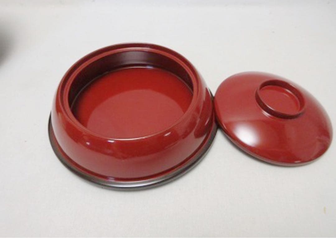 未使用 茶道具 木製溜塗 信玄三段弁当 2客揃 千筋 内朱