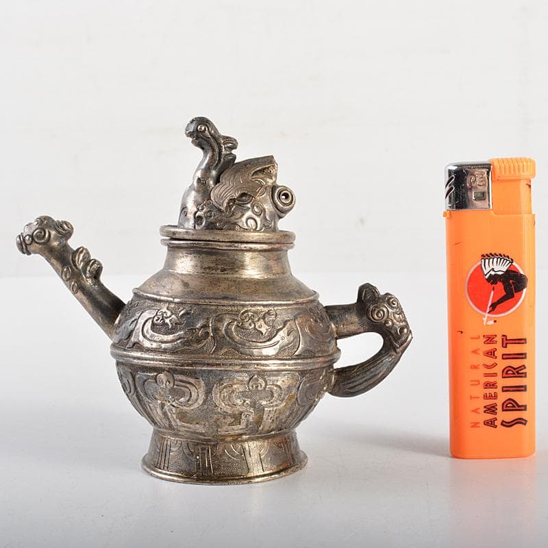 中国 白銅 饕餮文 神獣摘 水注 水滴 V R7117