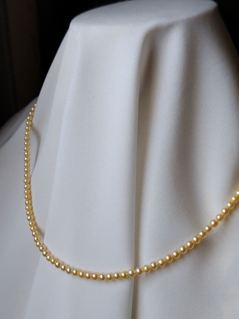 K18 アコヤ真珠ベビーパールネックレス シャンパンカラー〜ゴールド