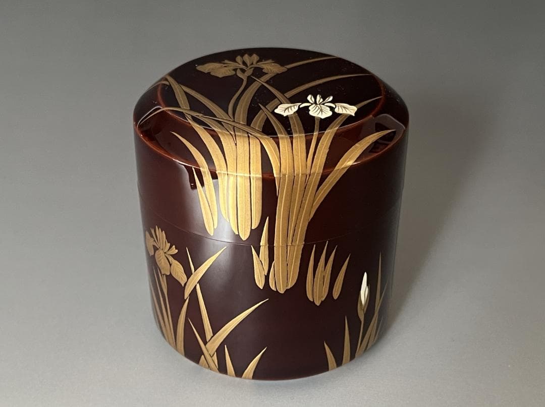 堀内宗完書付 菖蒲蒔絵 雪吹 宗尹作 茶道具 薄茶器 表千家