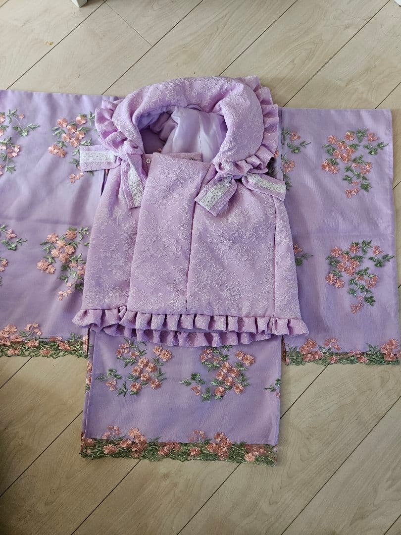 七五三 和装セット 薄紫色 花柄刺繍　キャサリンコテージ　うさぎ靴セット