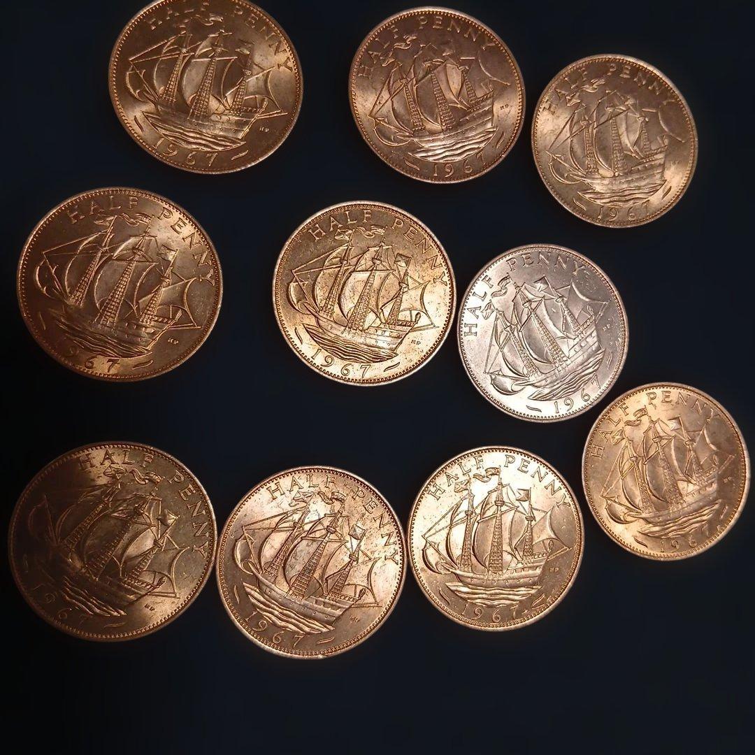1967年イギリスハーフペニー　10枚セット