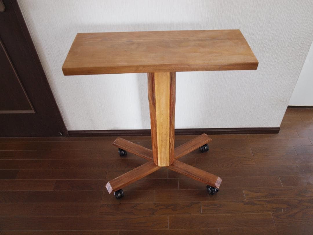 カフェテーブル サイドテーブル 70x40x高79cm キャスター付き 北山杉