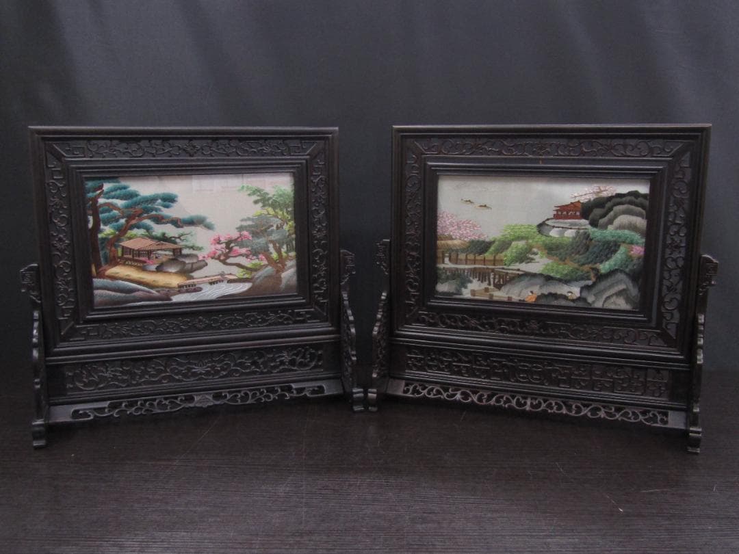 【未使用長期保管品】中国伝統工芸品 蘇州刺繍 2個セット 未使用長期保管品】中国伝統工芸品 蘇州刺繍 2個セット 未使用長期保管