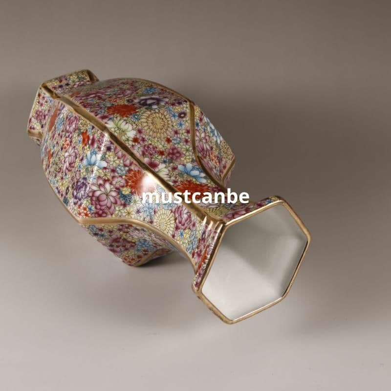 清乾隆琺瑯彩万花六方観音瓶 景徳鎮 陶磁器 装飾品 現代工芸品 美術品 置物