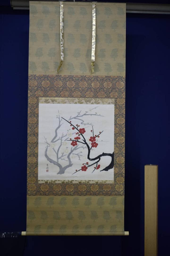 小林古径/紅白梅図/布袋屋掛軸HI-394