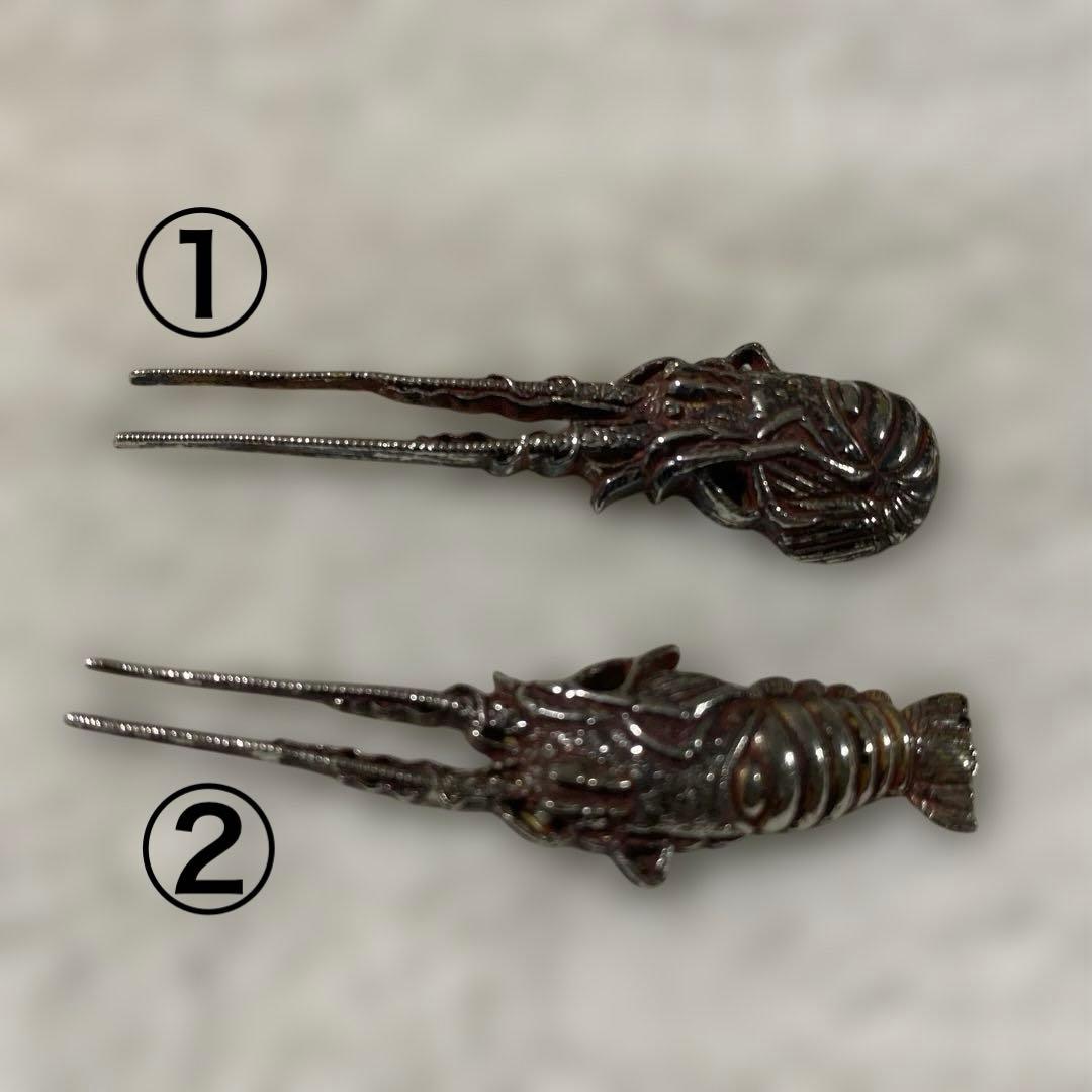 B–13 目貫　木箱付き　伊勢海老　刀装具　武具　アンティーク　美術品　工芸品