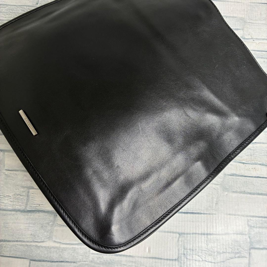 極美品　90 GUCCI グッチ　レザー　ショルダーバッグ　GG柄　ks2