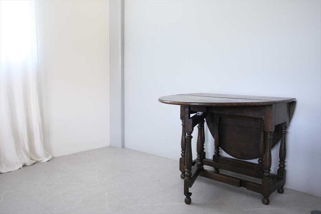 英国アンティーク木製ゲートレッグテーブル/ダイニング机バタフライ(89-126)