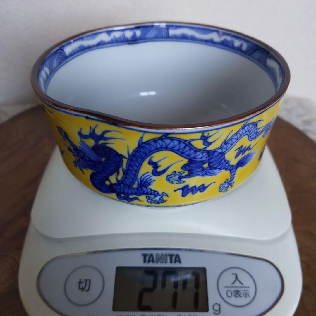 抹茶茶碗 手塚祥堂 作 染付黄彩竜文 表千家 裏千家