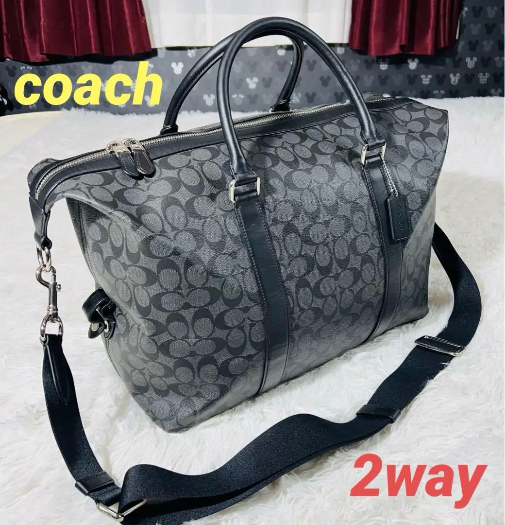 ✨極美品✨コーチ ボストンバッグ シグネチャー 2way レザー×PVC 大容量