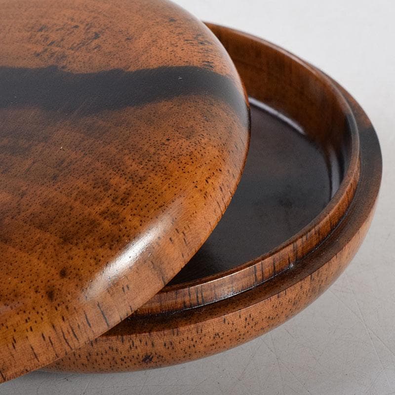 茶道具　福田芳朗作　黒柿香合　共布共箱　V　R8866