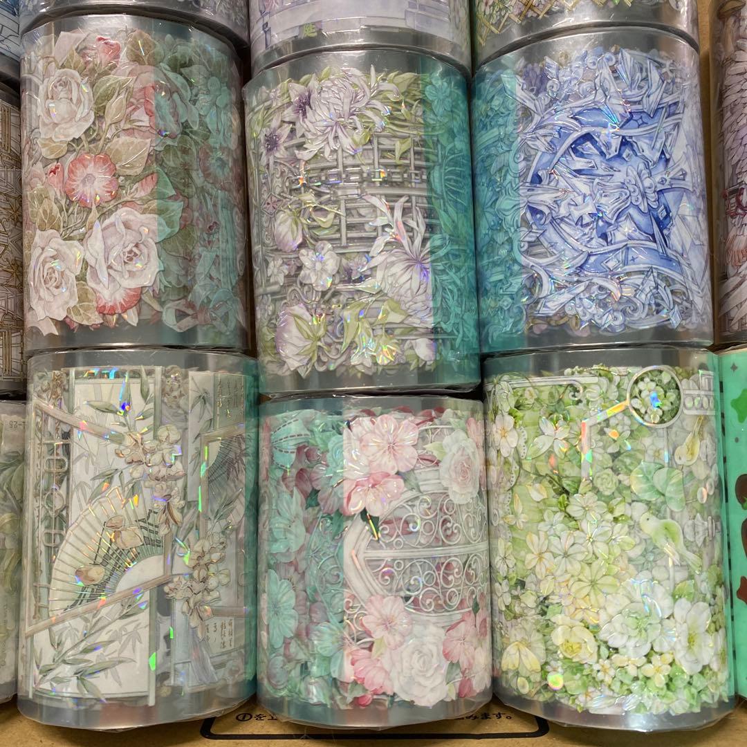 【セール❼】14本巻セット貝殻光PETマスキングテープ　人物/お花/装飾系