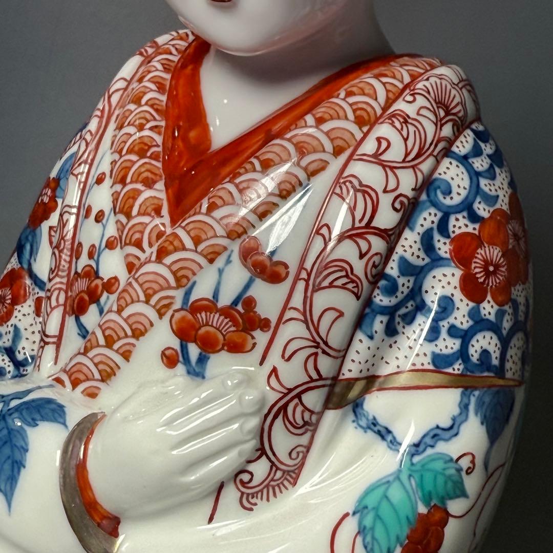 大五窯 色鍋島 古伊万里人形 高さ34cm 37cm 共箱 全手描き