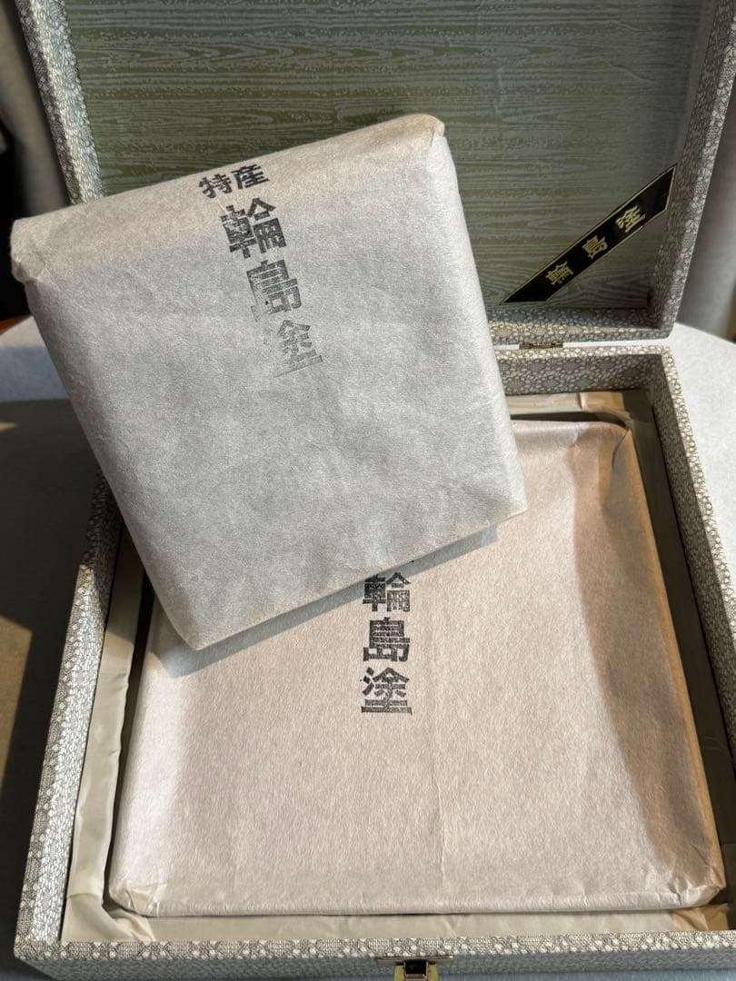 母のお茶道具 輪島塗 盆付き蓋付菓子箱　盆サイズ220mm