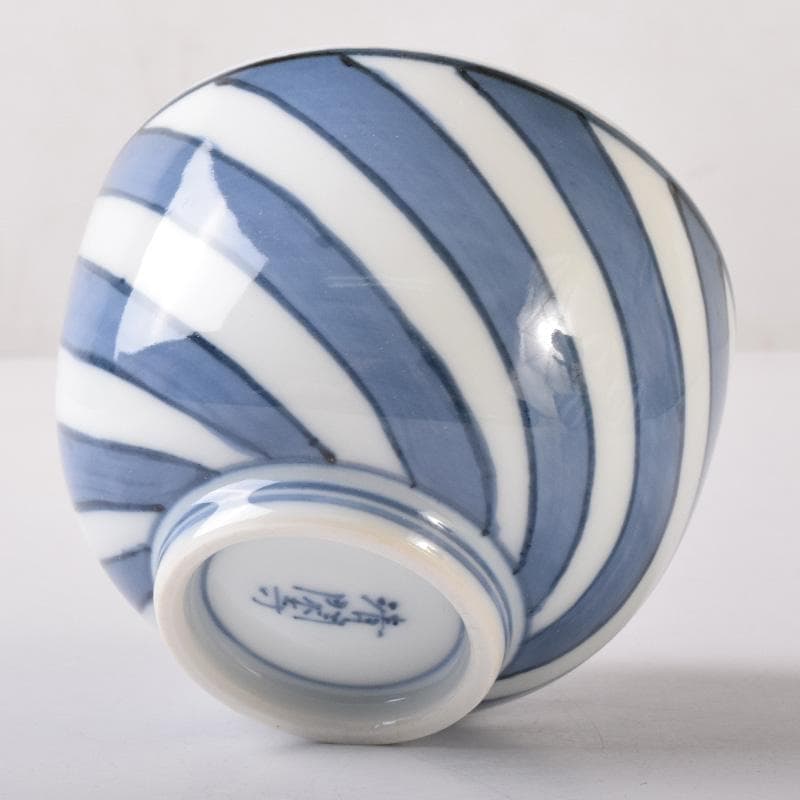 茶道具 京焼 清閑寺窯 杉田祥平造 染付 棯文 汲出碗 五客 共箱 V 7251