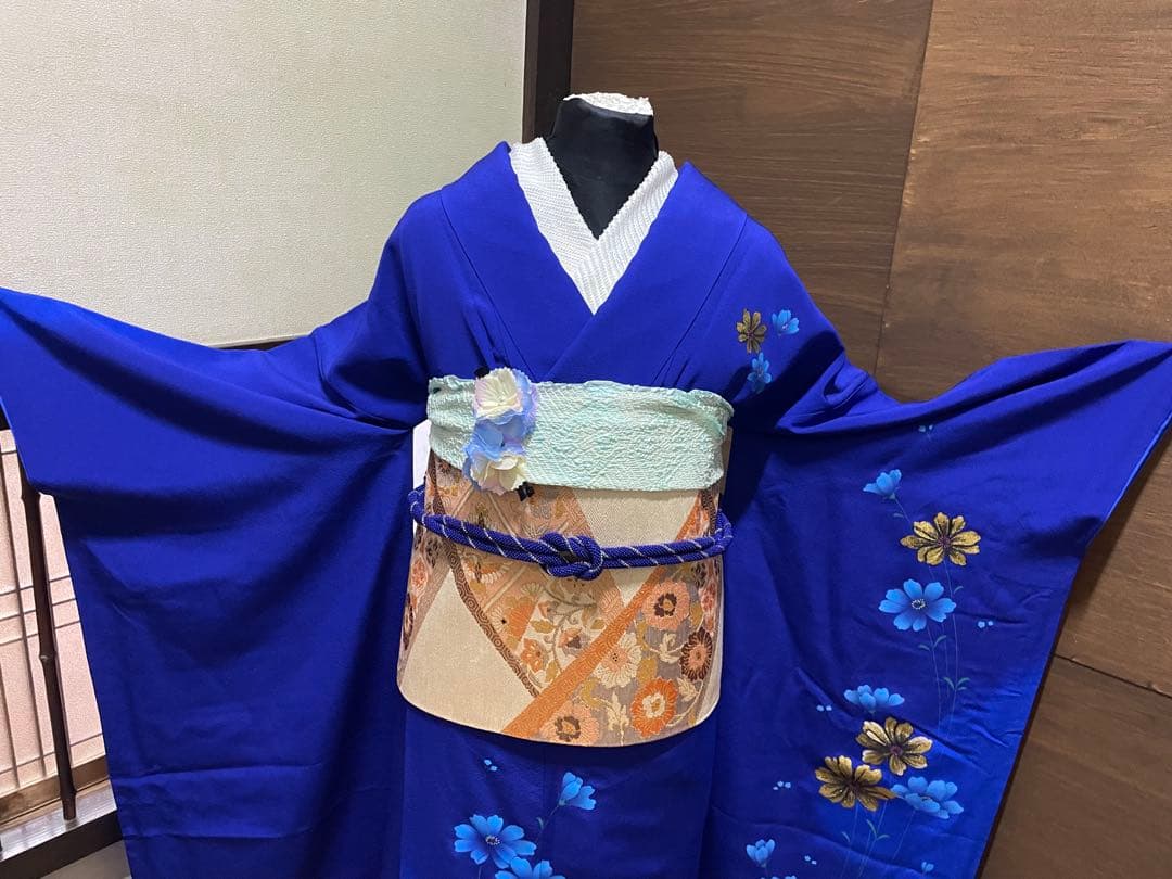 振袖 フルセット6点サイズM〜L草花文 銀駒彩 正絹