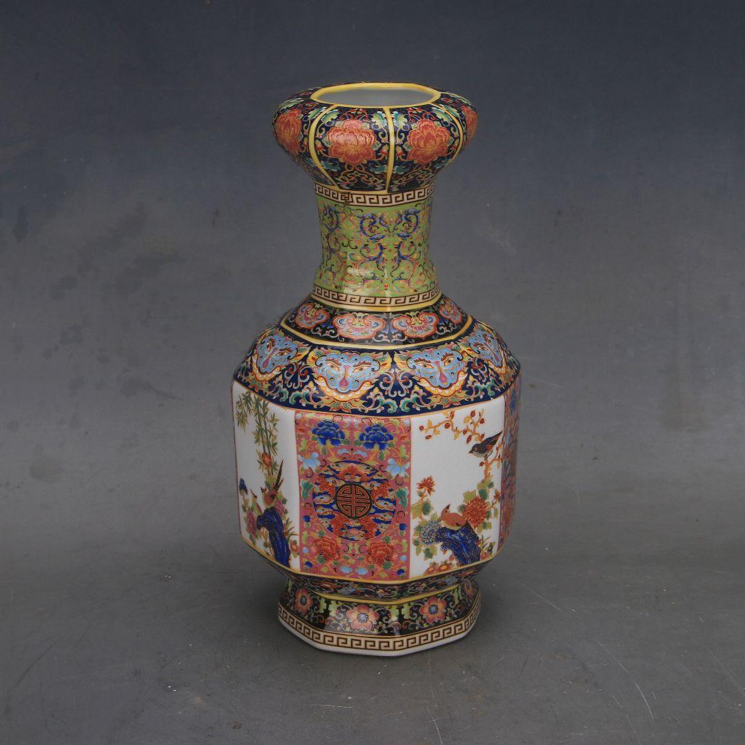 花鳥八方瓶は清雍正琺瑯彩窓窓瓶 景徳鎮 陶磁器 装飾品 現代工芸品 美術品 置物