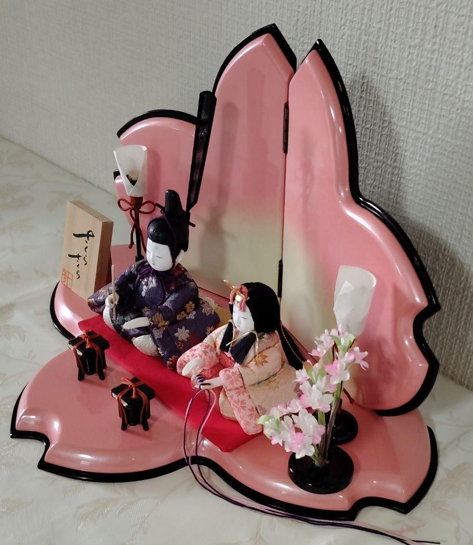 「さくらさくら 」コンパクト 小さな 木目込み親王飾り　雛人形 　一秀作　雛祭り