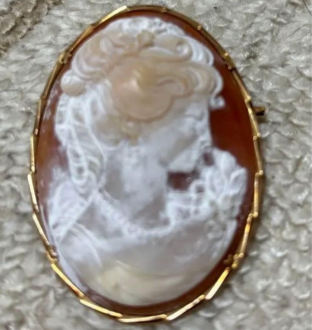 K18カメオブローチ 女性の肖像