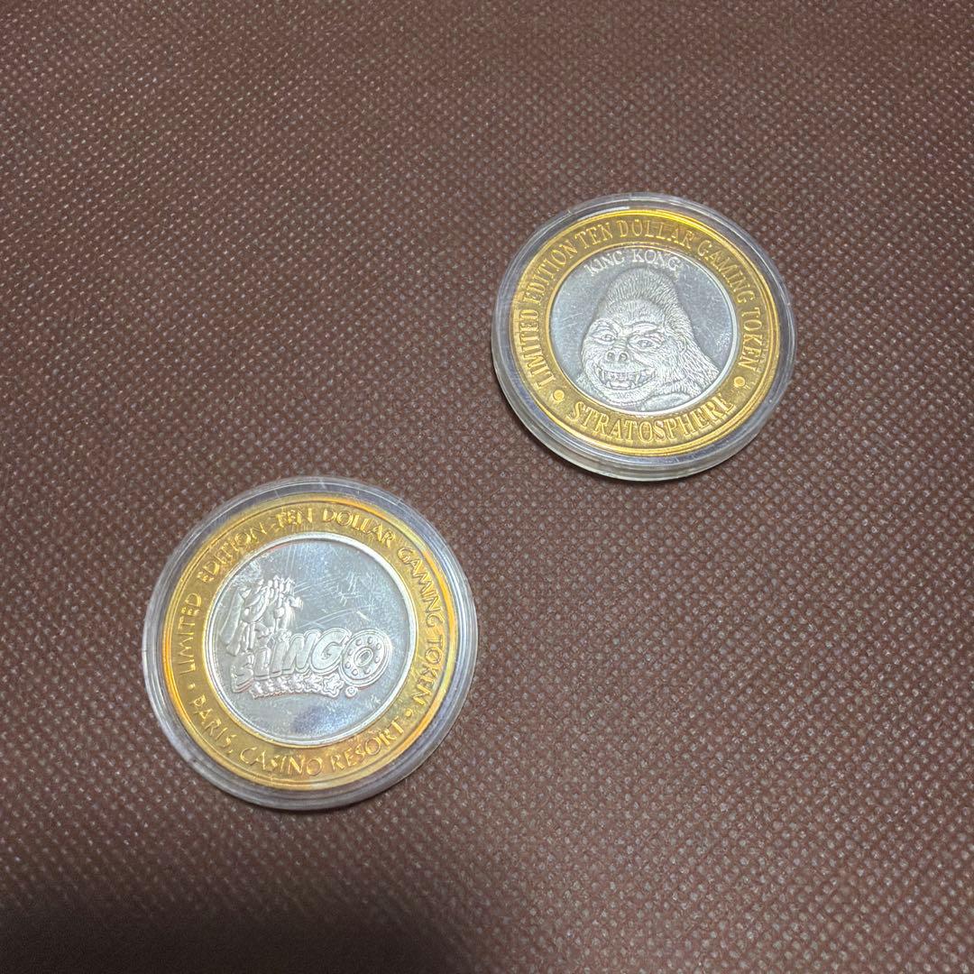 ラスベガス $10ドル 記念コイン 2枚 .999シルバー 美術品