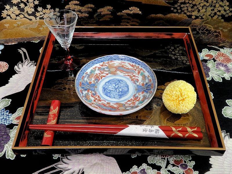 古伊万里　金襴手　鳳凰に花の図　４寸皿　５枚 　C237AS-COr