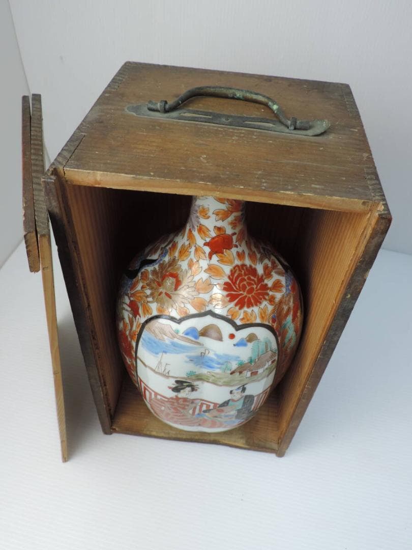 肥蝶山信甫製 色絵徳利 田代紋左衛門 幕末～明治