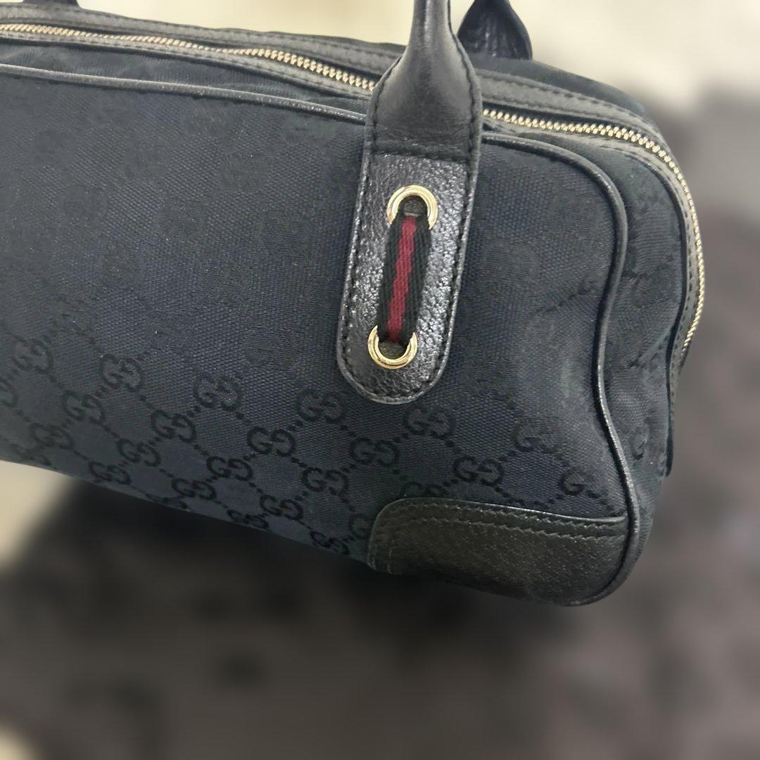 【美品】GUCCI プリンシー GGキャンバス ミニボストンバッグ 肩掛け 黒