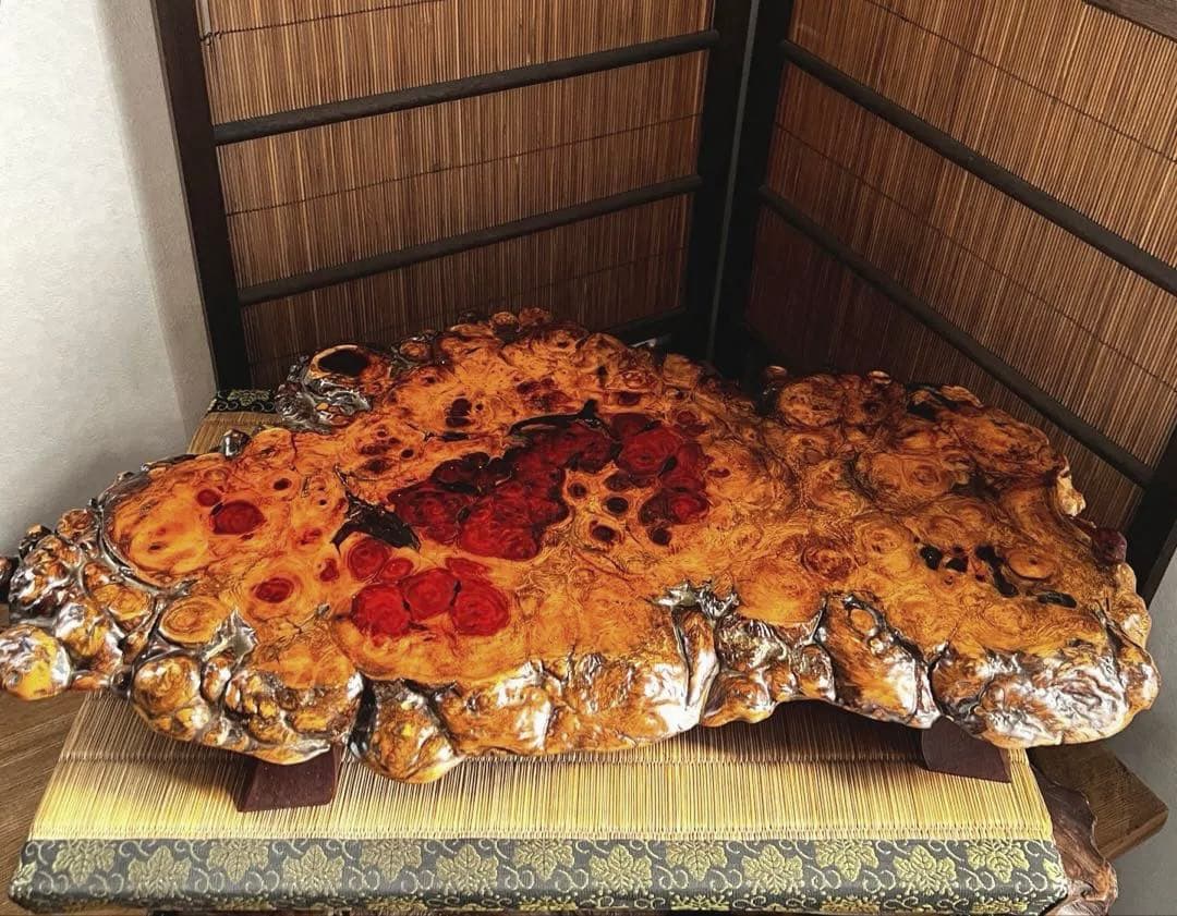 天然時代木 花梨 玉杢 瘤 四足 花台 香台 盆栽台 約60