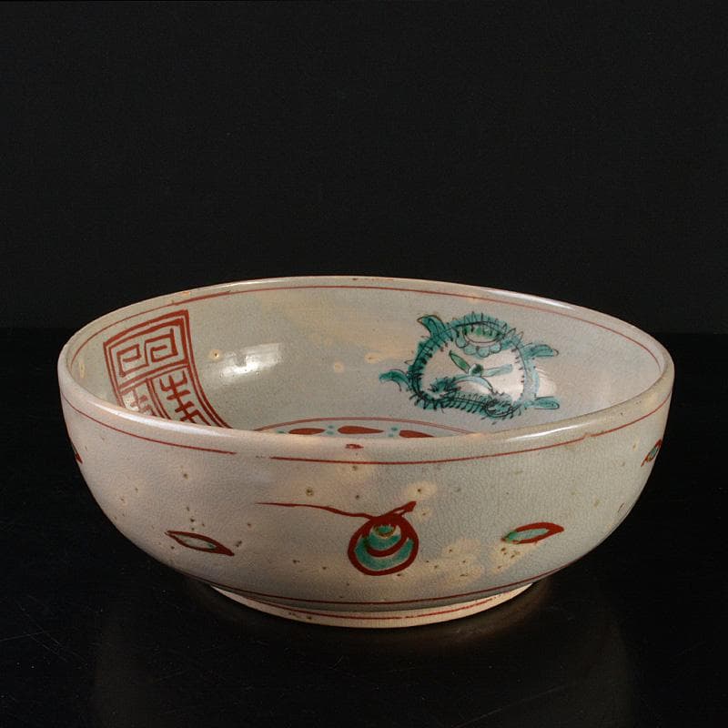 須佐焼(山口県)　古須佐　呉須赤絵写　鉢　時代箱付　M　R6082